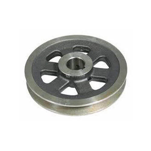 Pulleys are usually made of cast iron. The rim is placed on the web from the central boss or by arms or spokes. 
