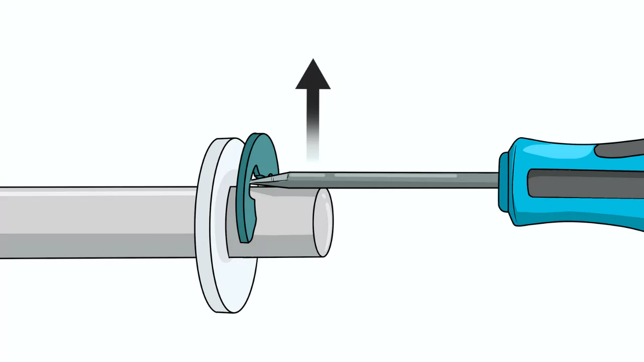 E-Clip remove Using a Flathead Screwdriver
